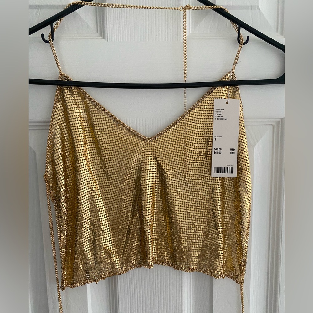 Gold metal sexy crop top